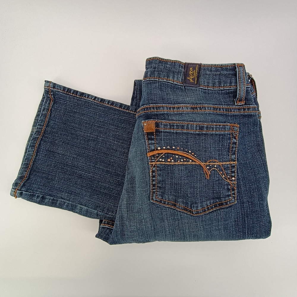 Aura Wrangler Rhinestone Embroidered Bootcut Jeans Womens 4 AVG Western Y2K